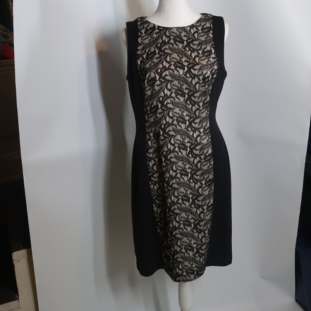 AB Studio Women's Black Nude Lace Dress Size 10